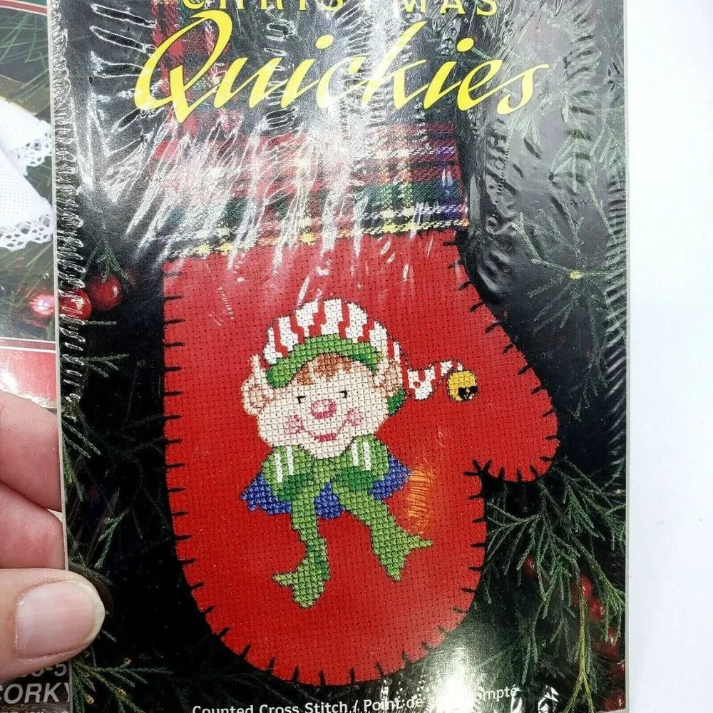 Vintage Christmas Lot of 5 Counted Cross Stich Kits Holiday Time